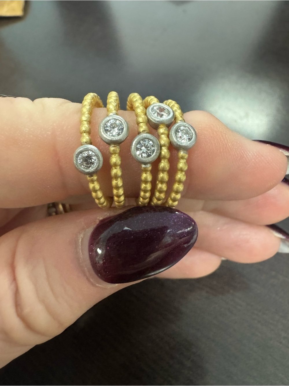 Freida Rothman Size 7 Matte Gold 5-Piece Ring Set-New - Picture 4 of 4